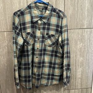 NATURAL WOMENS LARGE aqua Plaid Shirt